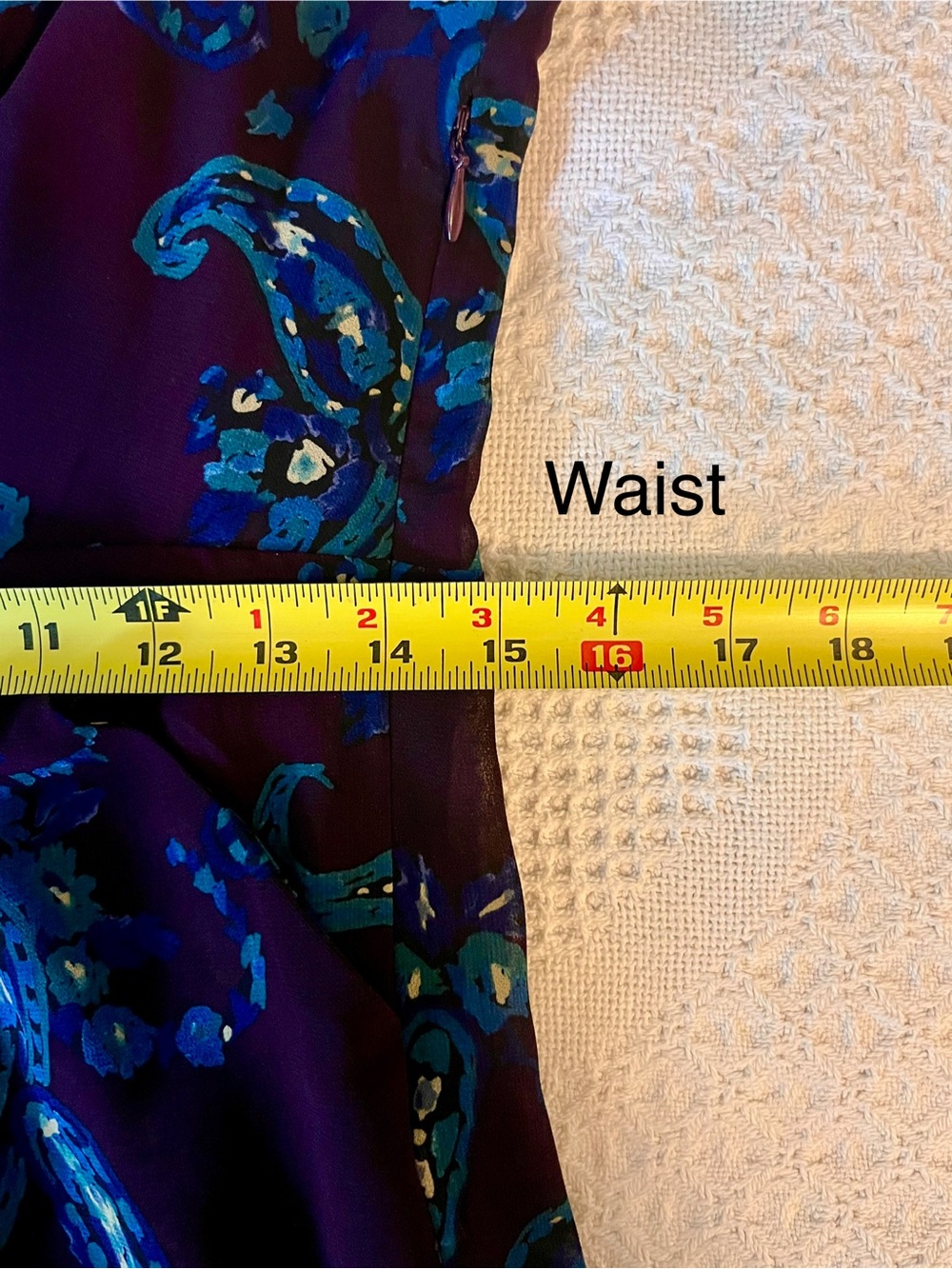 CAbi Floral Paisley V-Neck Dress in Plum & Teal Blue with Pockets & Hidden Zip - Picture 9 of 12